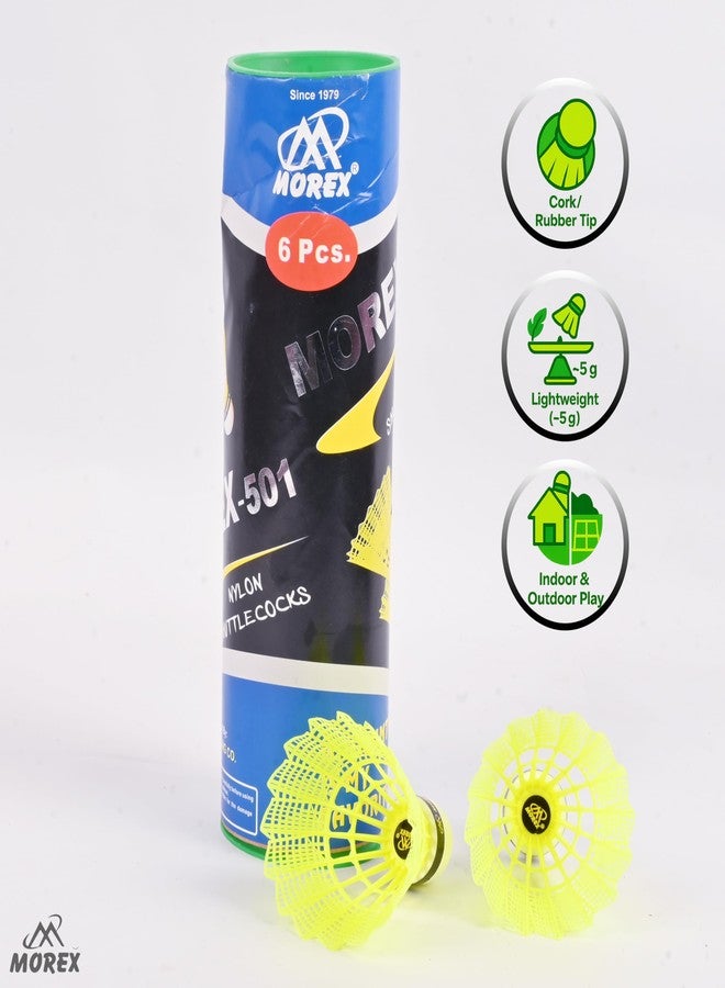 MOVEX Morex Premium Nylon Badminton Shuttlecock [Set of 6] | Lightweight & Durable Design | High-Performance Cork for Stable Flight & Fast Recovery | Ideal for Indoor & Outdoor - Image 3