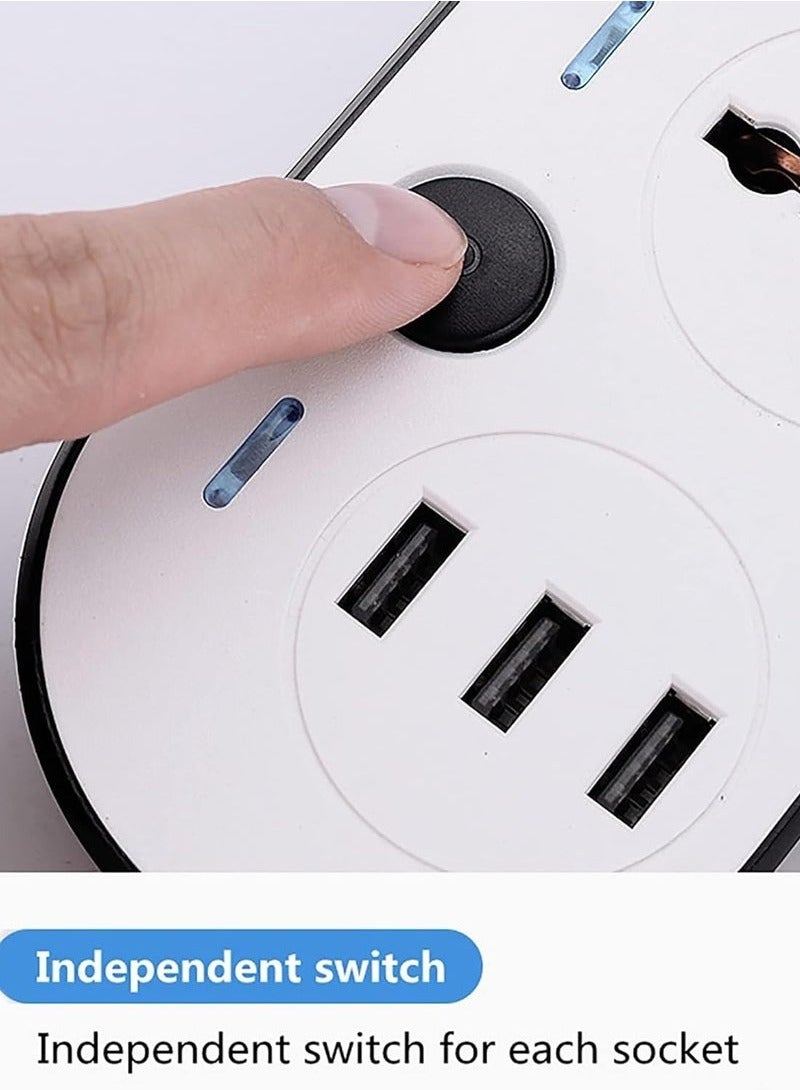 سلك تمديد طاقة بطول 5 متر مع 4 منافذ و3 منافذ USB، شريط طاقة مع حماية من اندفاع التيار الكهربائي، وصلة تمديد شديدة التحمل - ابيض  - Image 4