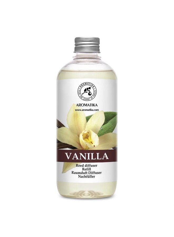 Aromatika عبوة إعادة تعبئة معطر الفانيليا بزيت الفانيليا الأساسي الطبيعي 17 أونصة سائلة - مكثف - عطر منعش وطويل الأمد - زيت معطر بالقصب - الأفضل للعلاج بالروائح - سبا - منزل - مكتب - نادي لياقة بدنية - Image 1