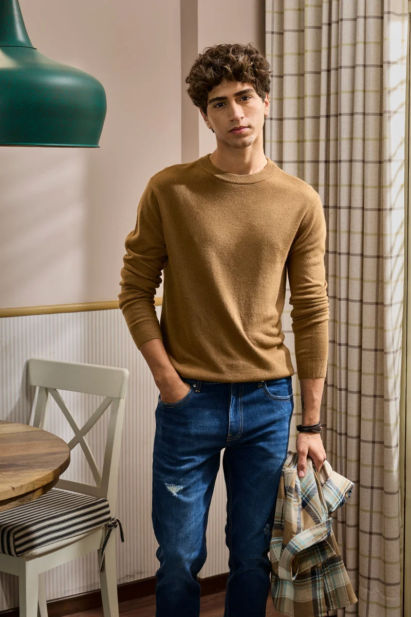 SNITCH Regular Fit Mustard Sweater