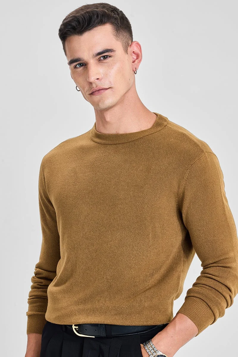 SNITCH Regular Fit Mustard Sweater