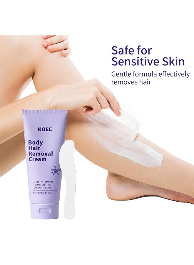 KOEC Removal Cream,for Women Men Sensitive Skin, Natural Extracts Depilatory Cream for Bikini Line Legs Arms, Underarms , Dermatologically Tested Painless Hair Remove Gel 75ML - Image 2
