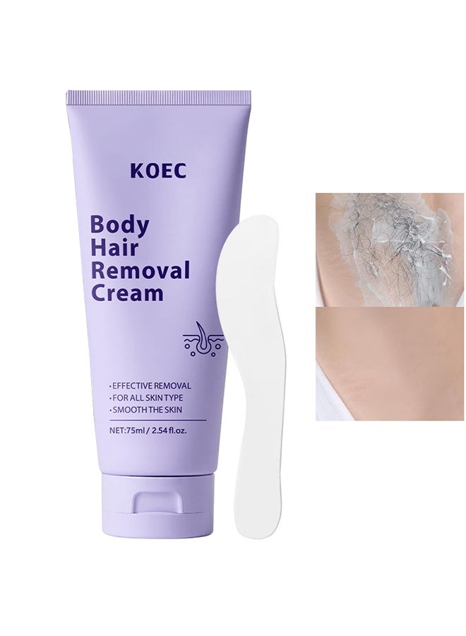 KOEC Removal Cream,for Women Men Sensitive Skin, Natural Extracts Depilatory Cream for Bikini Line Legs Arms, Underarms , Dermatologically Tested Painless Hair Remove Gel 75ML - Image 1