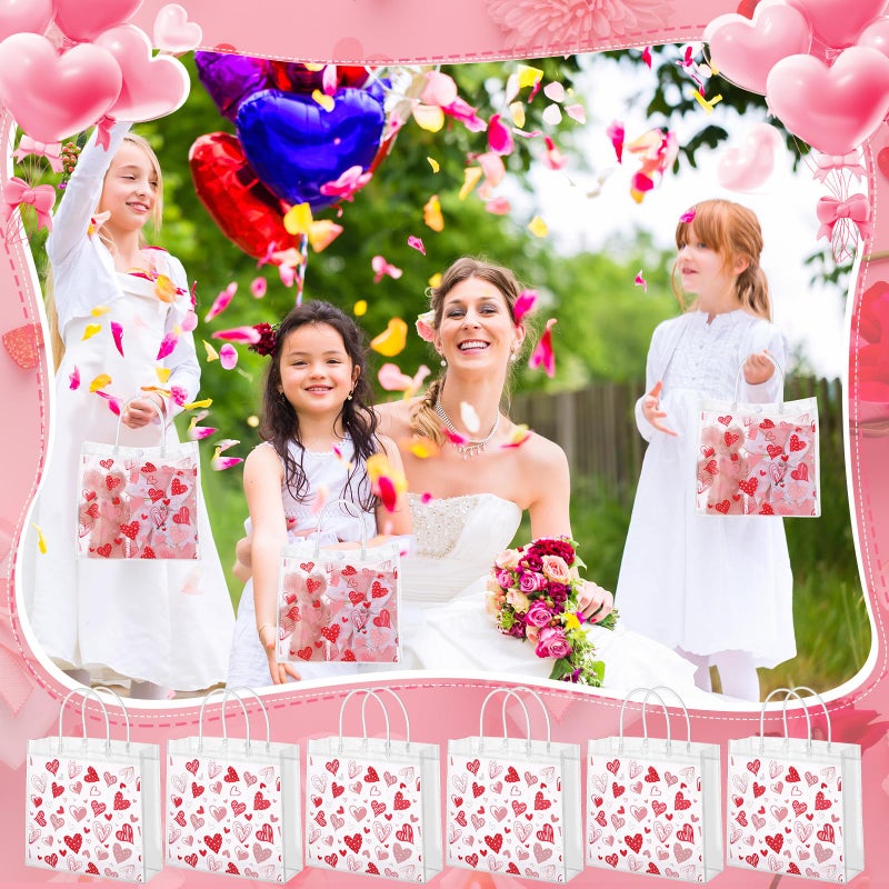 Shinylin 24 Pcs Valentines Gift Bags Bulk Valentine's Day Clear PVC Goodie Gift Bag with Handle Red Heart Plastic Tote Bags Reusable Galentines Day Party Favors for Birthday Wedding Anniversary - Image 4