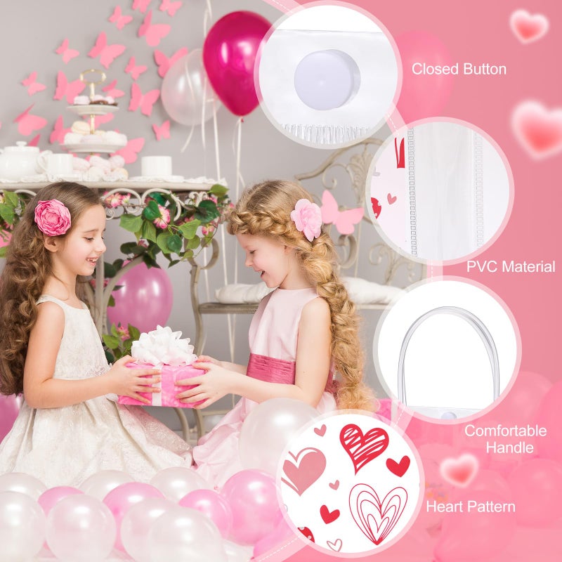 Shinylin 24 Pcs Valentines Gift Bags Bulk Valentine's Day Clear PVC Goodie Gift Bag with Handle Red Heart Plastic Tote Bags Reusable Galentines Day Party Favors for Birthday Wedding Anniversary - Image 3