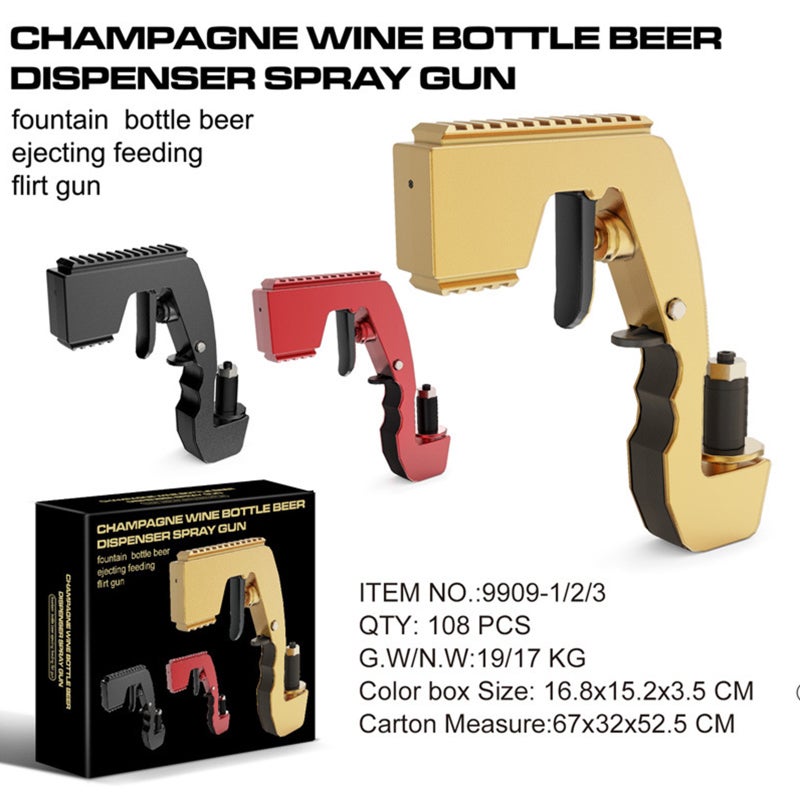 Golden Alloy Champagne Stopper - Adjustable Caliber 350-750mL Bottle Compatible, Up To 15 Feet Spray Range, Shark & Dolphin Design for Party, Club, Wedding, Festival Atmosphere - Image 3