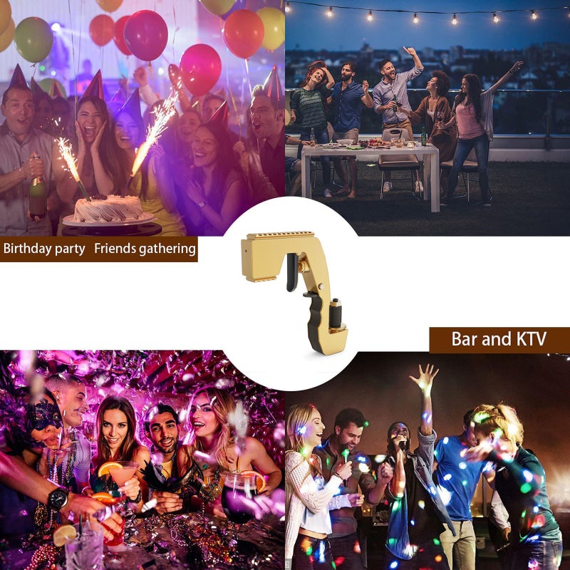 Golden Alloy Champagne Stopper - Adjustable Caliber 350-750mL Bottle Compatible, Up To 15 Feet Spray Range, Shark & Dolphin Design for Party, Club, Wedding, Festival Atmosphere - Image 5