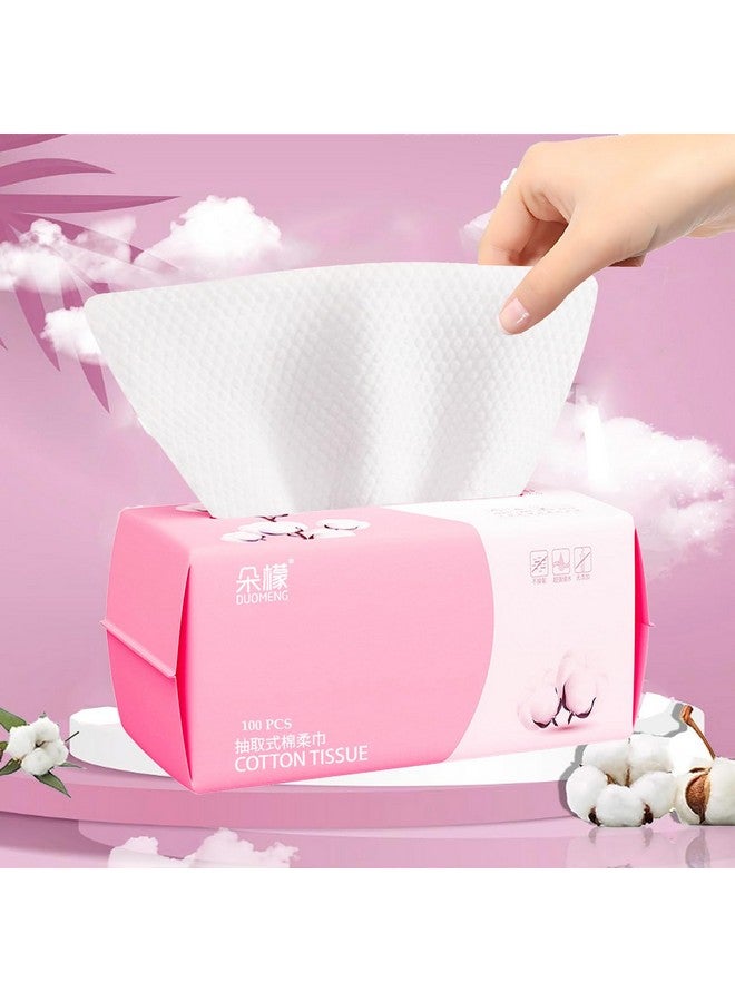 Hsxfl Disposable Face Towel 100 Count For Washing Soft Cotton Dry Wipes Facial Cloths Towelettes For Washing And Drying Facial Tissue For Cleansing Skincare And Makeup Remover - Image 1
