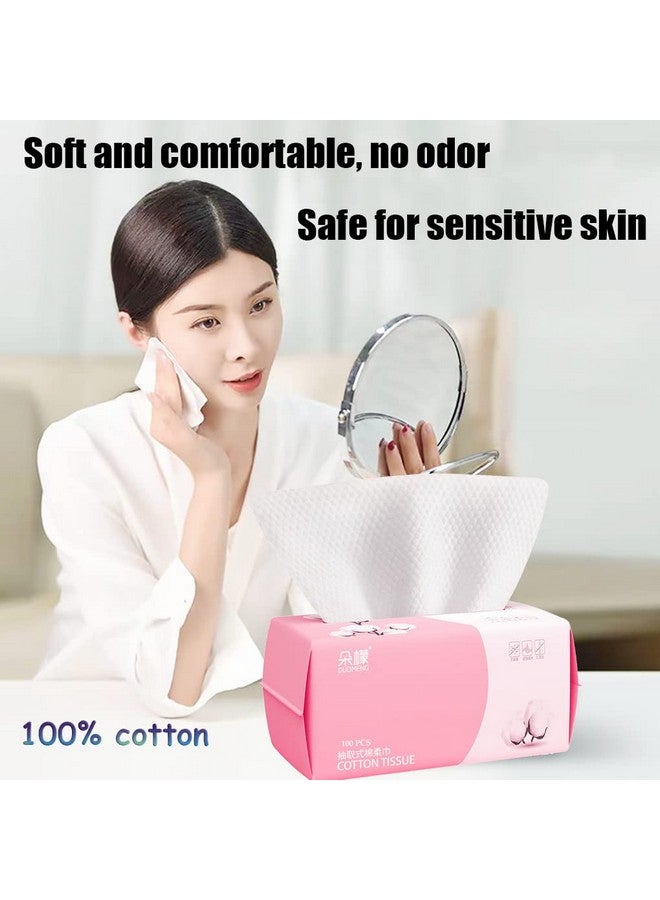Hsxfl Disposable Face Towel 100 Count For Washing Soft Cotton Dry Wipes Facial Cloths Towelettes For Washing And Drying Facial Tissue For Cleansing Skincare And Makeup Remover - Image 5
