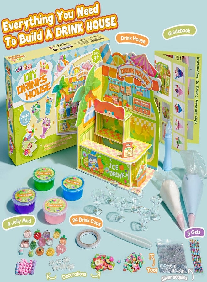 Cleboen Mini Drink House DIY Toy Set, Making 24 Miniature Food Drinks, Resin & Clay Kitchen Play Food DIY Craft Kit for Kids Aged 8+, Ideal Girls Gift for Birthday Christmas, Not Edible - Image 5