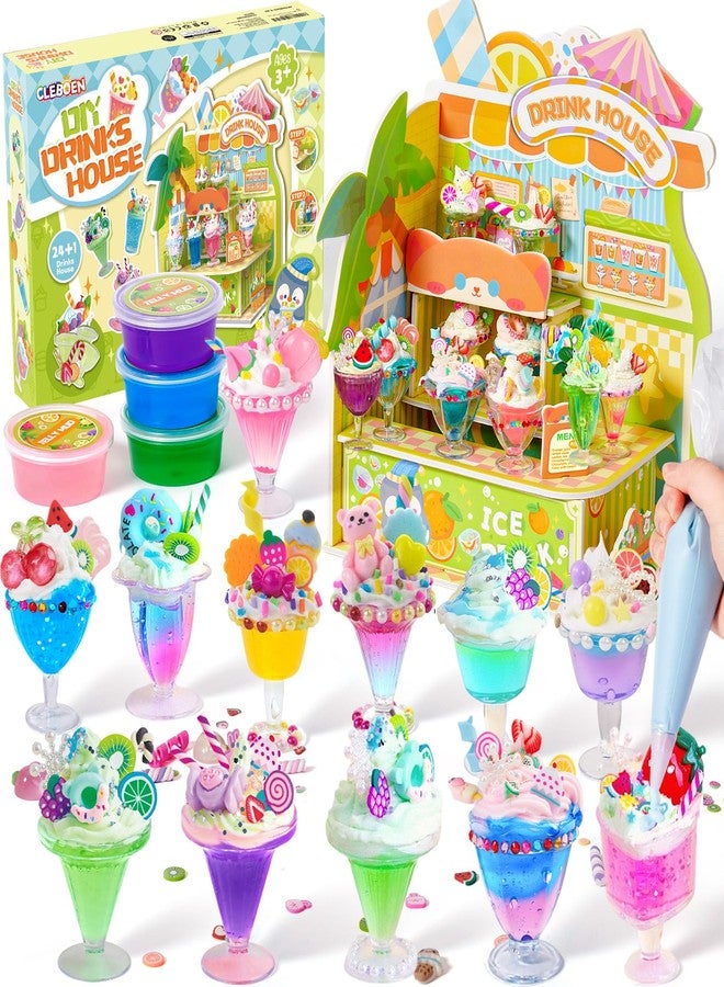 Cleboen Mini Drink House DIY Toy Set, Making 24 Miniature Food Drinks, Resin & Clay Kitchen Play Food DIY Craft Kit for Kids Aged 8+, Ideal Girls Gift for Birthday Christmas, Not Edible - Image 1