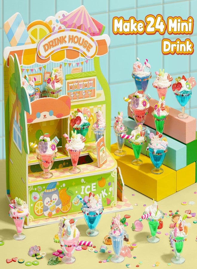 Cleboen Mini Drink House DIY Toy Set, Making 24 Miniature Food Drinks, Resin & Clay Kitchen Play Food DIY Craft Kit for Kids Aged 8+, Ideal Girls Gift for Birthday Christmas, Not Edible - Image 3