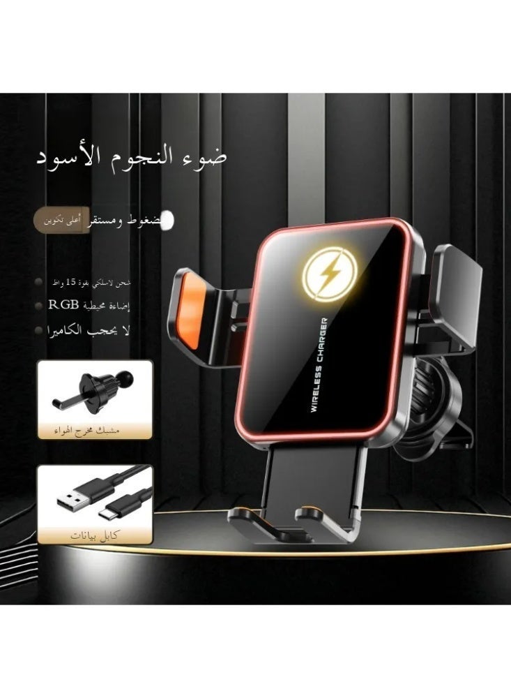 حامل جوال سيارة صغير مع شحن لاسلكي Qi ومنفذ USB - تركيب عالمي على فتحة التهوية أو لوحة القيادة لآيفون وسامسونج وهواوي - Image 4