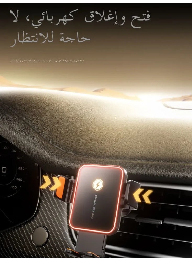 حامل جوال سيارة صغير مع شحن لاسلكي Qi ومنفذ USB - تركيب عالمي على فتحة التهوية أو لوحة القيادة لآيفون وسامسونج وهواوي - Image 3