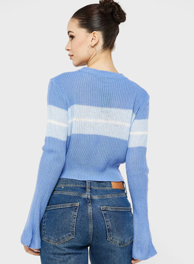 Ginger Stripe Detail Cropped Sweater