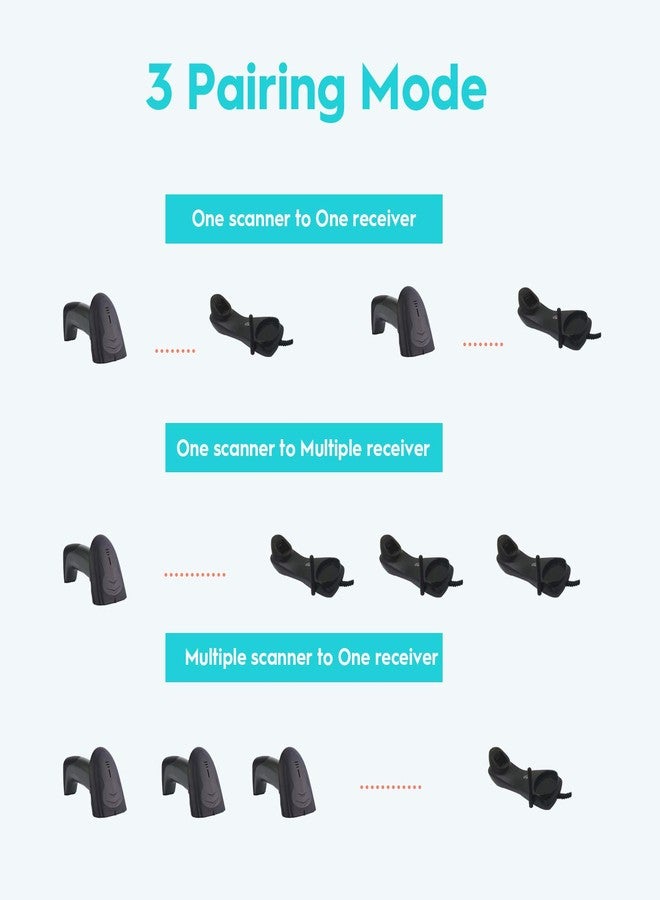 NADAMOO Wireless Barcode Scanner with Cradle, 2D Cordless Bar Code Reader 400m Transmission Distance CMOS Imager Read 1D, 2D, QR Code, Data Matrix, PDF417 for Windows Mac Linux - Image 5