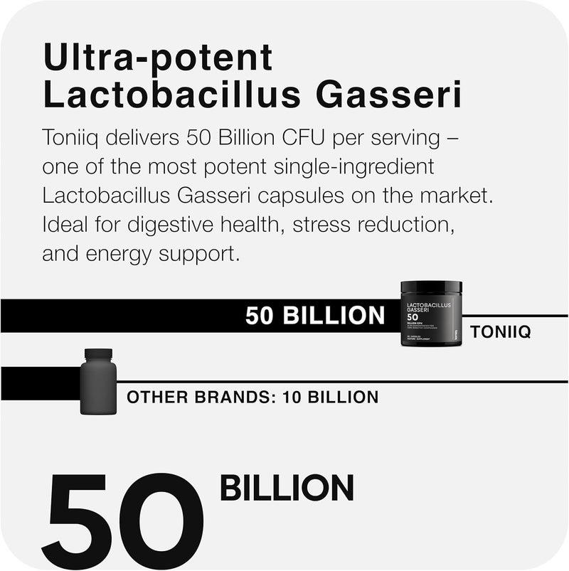 Toniiq Lactobacillus Gasseri  Ultra High Strength 50 Billion CFU  Delayed Release Capsules  Made with Prebiotic Inulin Fiber  Supports Digestive Health  Gut Flora  ThirdParty Lab Tested  60 Capsules - Image 3