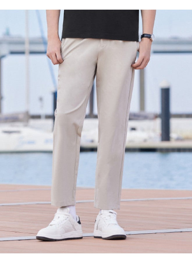 Cabbeen Men's Casual Pants With Exquisite Embroidery On Waistband, Slim Fit, Comfortable Winter Ankle Pants - Image 1