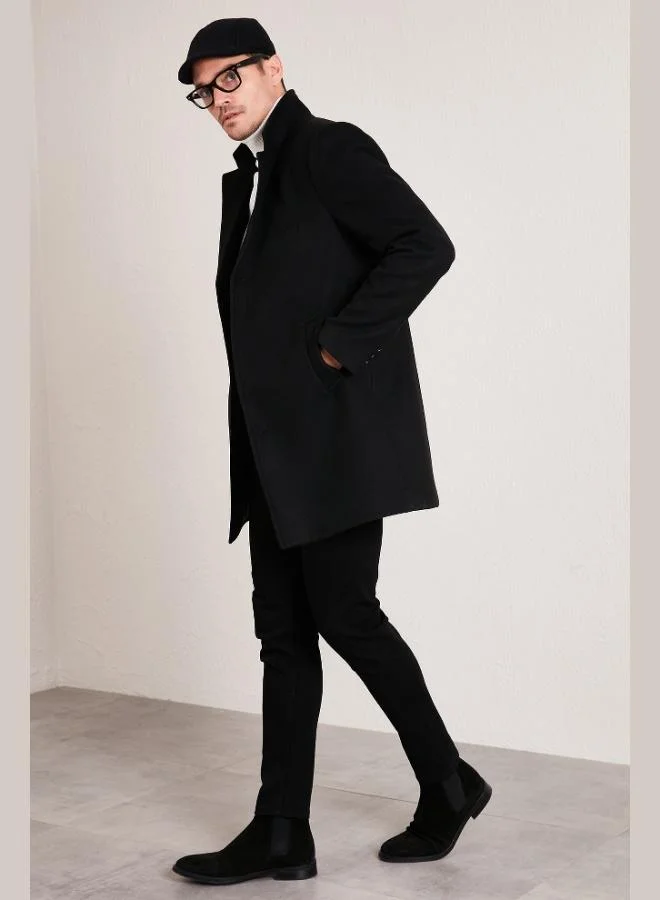 Buratti Slim Fit Single Slit Buttoned Mono Collar Cashmere Coat Men's COAT 5840098