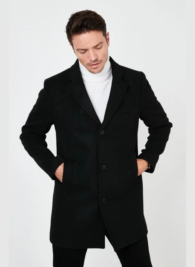 Buratti  Buratti Slim Fit Single Slit Buttoned Mono Collar Cashmere Coat Men's COAT 5840098 for Men | Best Price UAE
