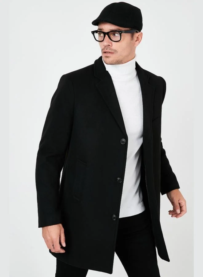 Buratti  Buratti Slim Fit Single Slit Buttoned Mono Collar Cashmere Coat Men's COAT 5840098 for Men | Best Price UAE