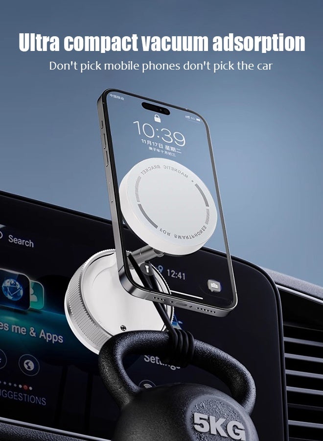 Car Magnetic Phone Holder, Vacuum Suction Folding Mount, Strong Magnetic Support, 5kg Load - Image 5