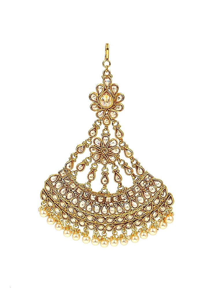 GOHONA GOHONA Traditional Indian Head Jhoomar Passa Jewelry Side Tikka for Women  - Image 1