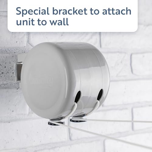 minky خط الملابس القابل للسحب من مينكي هومكير في الهواء الطلق - خط متين مغلف بـ PVC - خط تجفيف الملابس القابل للإزالة الذي يوفر الطاقة والمساحة - 2 × 49 قدم - Image 3