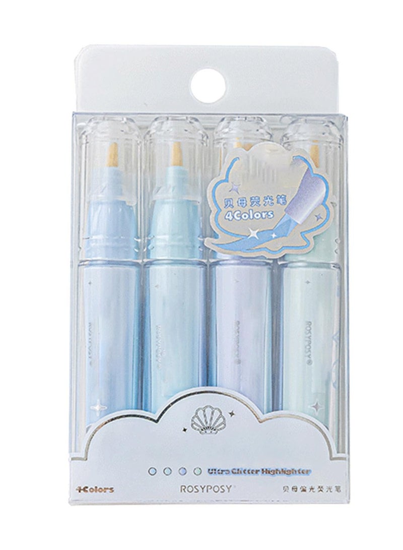 Excefore Markers Glitter Highlighter, Outline Markers, 4 Pcs Colors Outline Shimmer Markers Pens, Pen With Glitters For Coloring Books Drawing Crafts Scrapbooking Journaling Writing Diary - Image 1