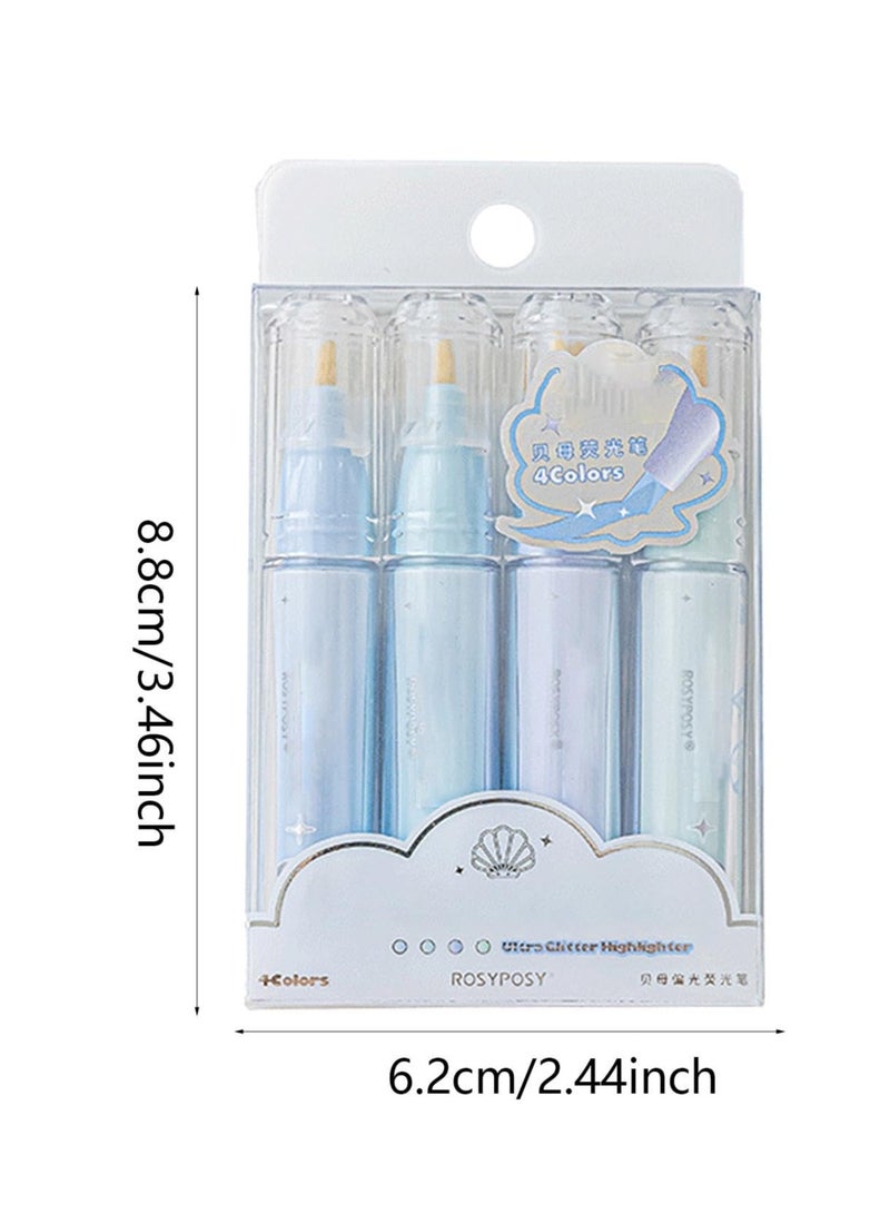 Excefore Markers Glitter Highlighter, Outline Markers, 4 Pcs Colors Outline Shimmer Markers Pens, Pen With Glitters For Coloring Books Drawing Crafts Scrapbooking Journaling Writing Diary - Image 2
