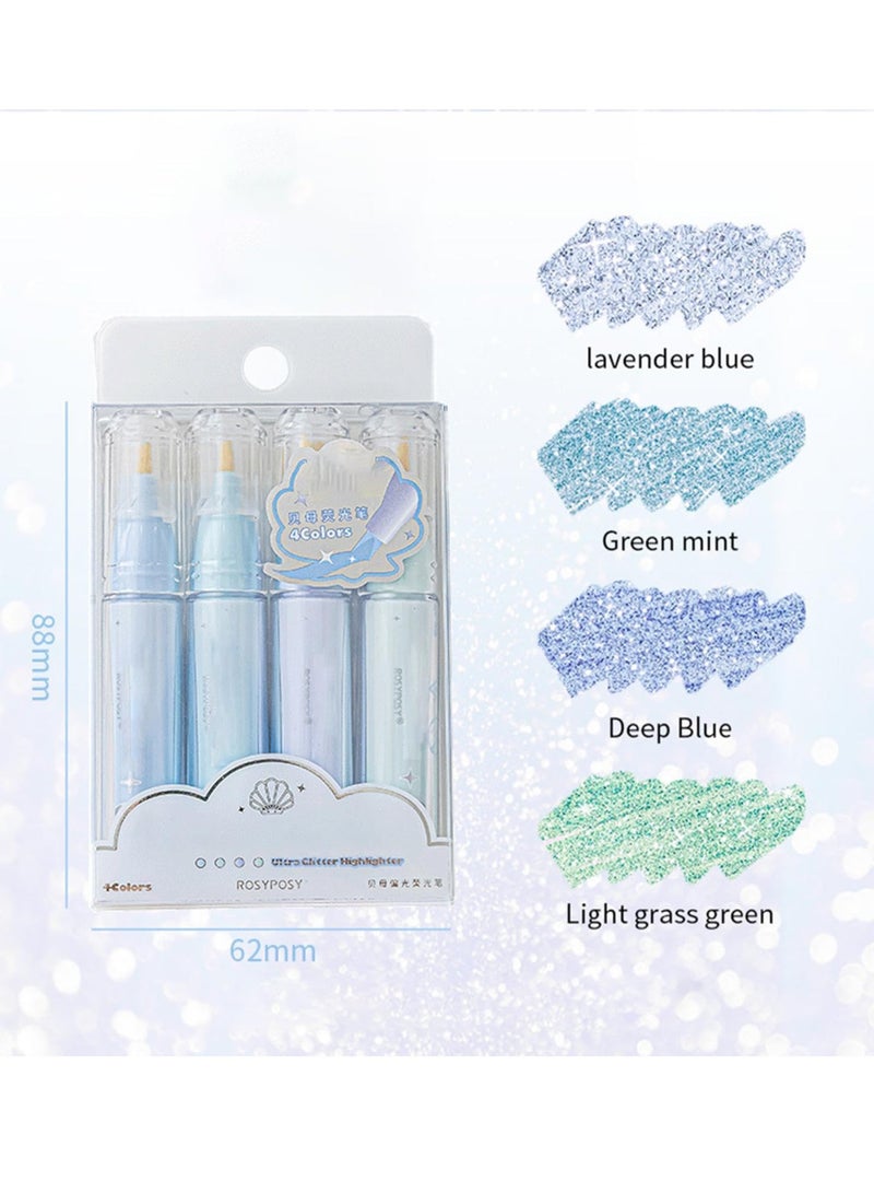 Excefore Markers Glitter Highlighter, Outline Markers, 4 Pcs Colors Outline Shimmer Markers Pens, Pen With Glitters For Coloring Books Drawing Crafts Scrapbooking Journaling Writing Diary - Image 4