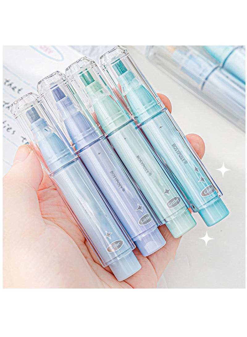 Excefore Markers Glitter Highlighter, Outline Markers, 4 Pcs Colors Outline Shimmer Markers Pens, Pen With Glitters For Coloring Books Drawing Crafts Scrapbooking Journaling Writing Diary - Image 3