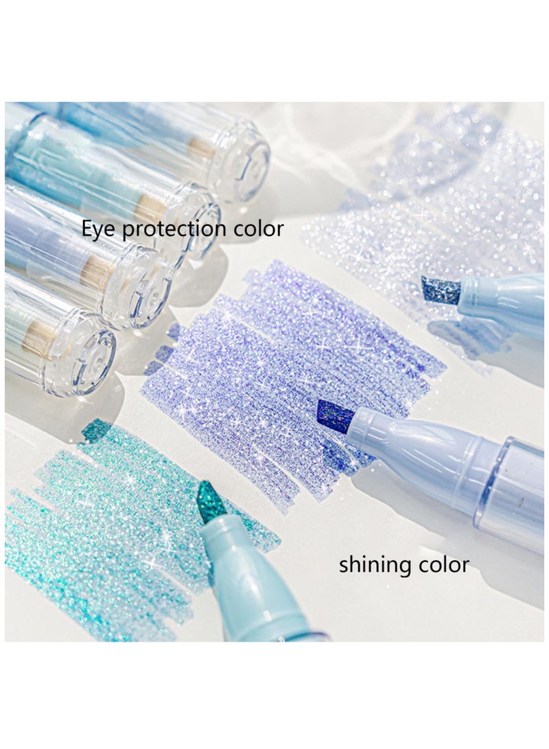 Excefore Markers Glitter Highlighter, Outline Markers, 4 Pcs Colors Outline Shimmer Markers Pens, Pen With Glitters For Coloring Books Drawing Crafts Scrapbooking Journaling Writing Diary - Image 5