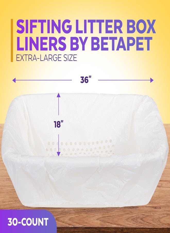 BETAPET Sifting Litter Box Liners- 30-Count Elastic Cat Pan Liners for Large, Extra Large, Giant, and Extra Giant Litter Box - 36" x 18" Universal Fit Quick Sifting Cat Litter Bags - Image 2