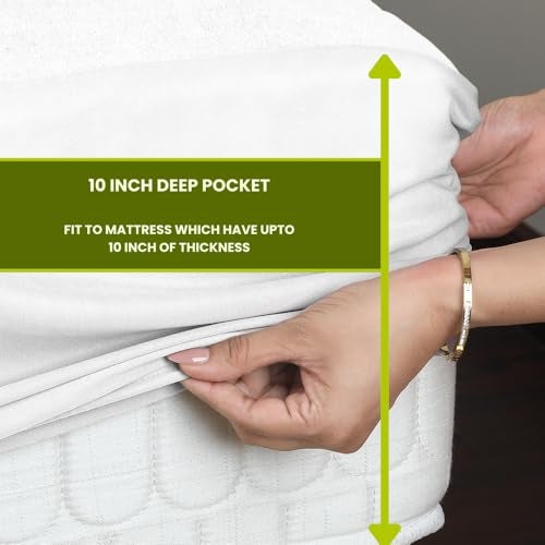AVI Terry Cotton Ultra Soft Waterproof Bed Mattress Protector Queen Size 72x60 inch | Breathable Washable Elastic Fitted Mattresses Cover for Queen Size Bed (6x5 feet, White - Fit On 2-10 Inch) - Image 5