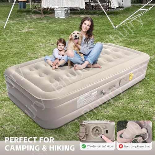 DS ENTERPRISE Single Air Bed, Inflatable Mattres With Free Electric Pump, Quick Self-Inflation/Deflation Guest Air Mattress, Blow Up Bed for Home Camping Versatile Sofa Cum Air Folding Sofa Bed–Long-Lasting (A+) - Image 2