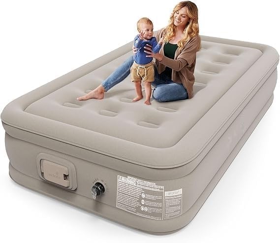 DS ENTERPRISE Single Air Bed, Inflatable Mattres With Free Electric Pump, Quick Self-Inflation/Deflation Guest Air Mattress, Blow Up Bed for Home Camping Versatile Sofa Cum Air Folding Sofa Bed–Long-Lasting (A+) - Image 4