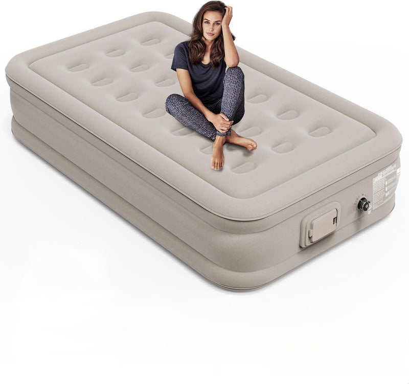 DS ENTERPRISE Single Air Bed, Inflatable Mattres With Free Electric Pump, Quick Self-Inflation/Deflation Guest Air Mattress, Blow Up Bed for Home Camping Versatile Sofa Cum Air Folding Sofa Bed–Long-Lasting (A+) - Image 1