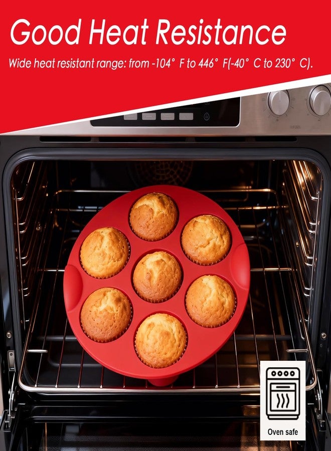 saphe Silicone Muffin Pans for Baking, 7 Cups Air Freyer Cupcake Pan, Nonstick Silicone Muffin molds for for Baking Egg Bite, Muffins, Tart, Cupcake and Quiche, 2 Packs (7 cups) - Image 5