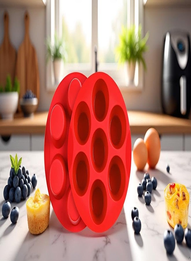 saphe Silicone Muffin Pans for Baking, 7 Cups Air Freyer Cupcake Pan, Nonstick Silicone Muffin molds for for Baking Egg Bite, Muffins, Tart, Cupcake and Quiche, 2 Packs (7 cups) - Image 3
