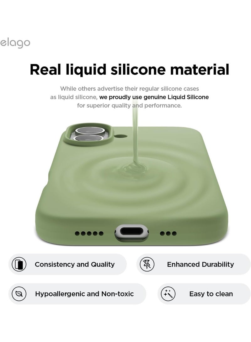 Elago Liquid Silicone for iPhone 16 Plus Case Cover Full Body Protection, Shockproof, Slim, Anti-Scratch Soft Microfiber Lining - Pastel Green - Image 3