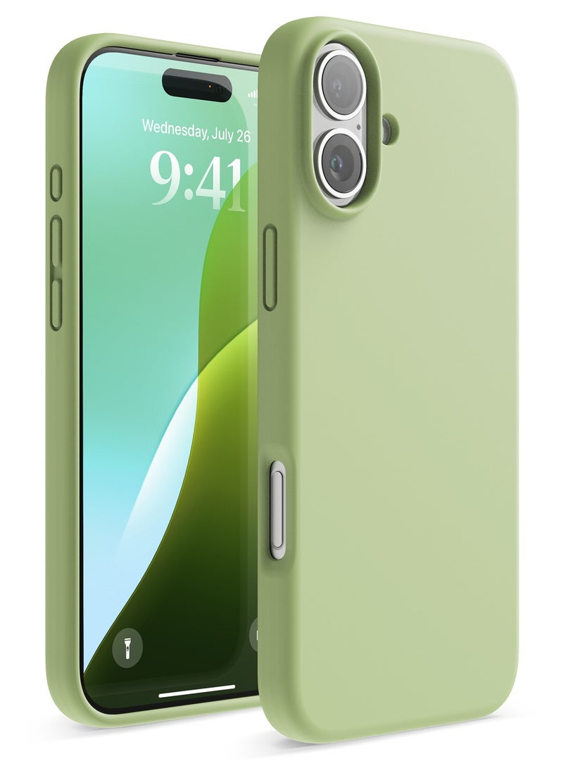 Elago Liquid Silicone for iPhone 16 Plus Case Cover Full Body Protection, Shockproof, Slim, Anti-Scratch Soft Microfiber Lining - Pastel Green - Image 1