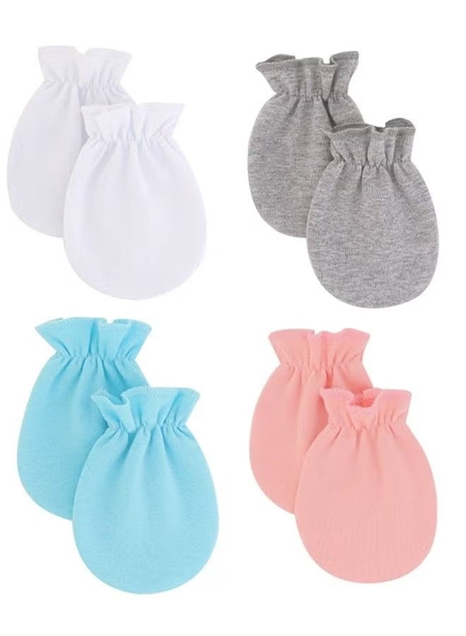 4 Pair Baby Anti Scratch Mittens for Newborn Boys Girls, Elasticity Adjustable Breathable Meshes No Scratching Gloves Mitts Mits, Suit 0-12 Months Boy And Girl - Image 1