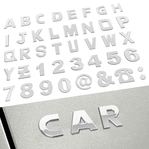 SWQS 40PCS Custom Car Decal 3D Chrome Letters Emblem DIY Adhesive Number Symbol Badge Vehicle Logo Stickers and Decals for Car Side Rear Trunk and Wall Decor Outdoor Automotive Accessories - Image 1