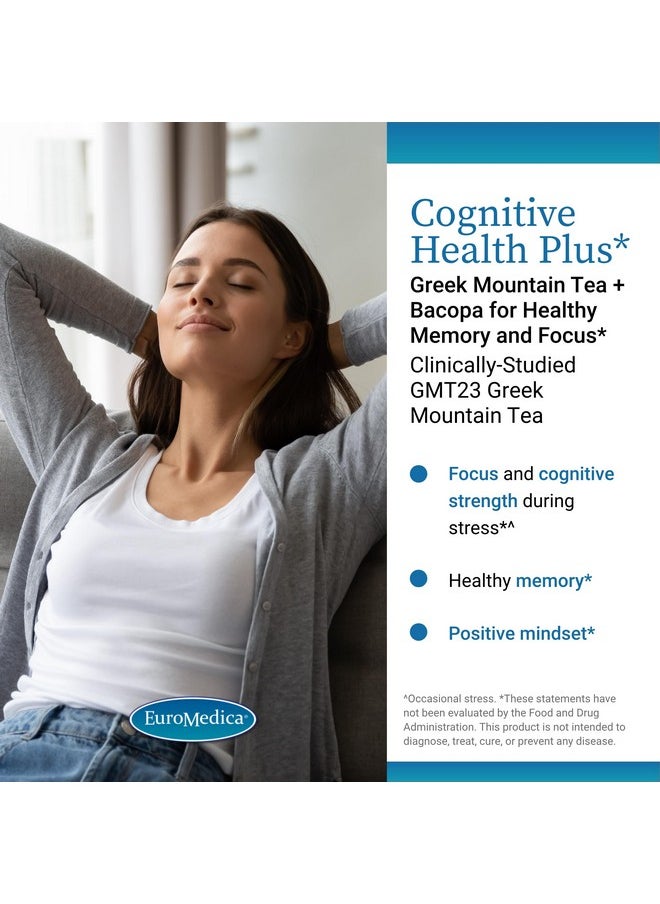 Euromedica - Euromedica Cognitive Health Plus - Healthy Brain Supplement to Support Focus & Memory - Non-GMO & Vegan Supplement with Greek Mountain Tea & Botanicals - 30 Capsules (30 Servings) - Image 1