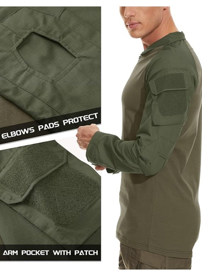 MAGCOMSEN Men's Tactical Fishing Shirt - Long Sleeve Army Green Polyester, Quick Dry & Sun Protection - Image 2