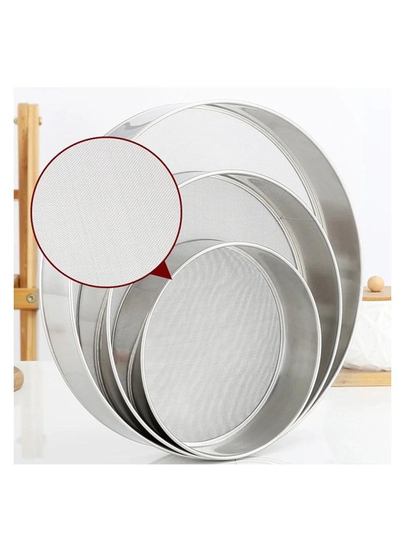 Premium Stainless Steel Flour Sifter Set 4 Piece Round Strainer Set for superior baking results, - Image 1