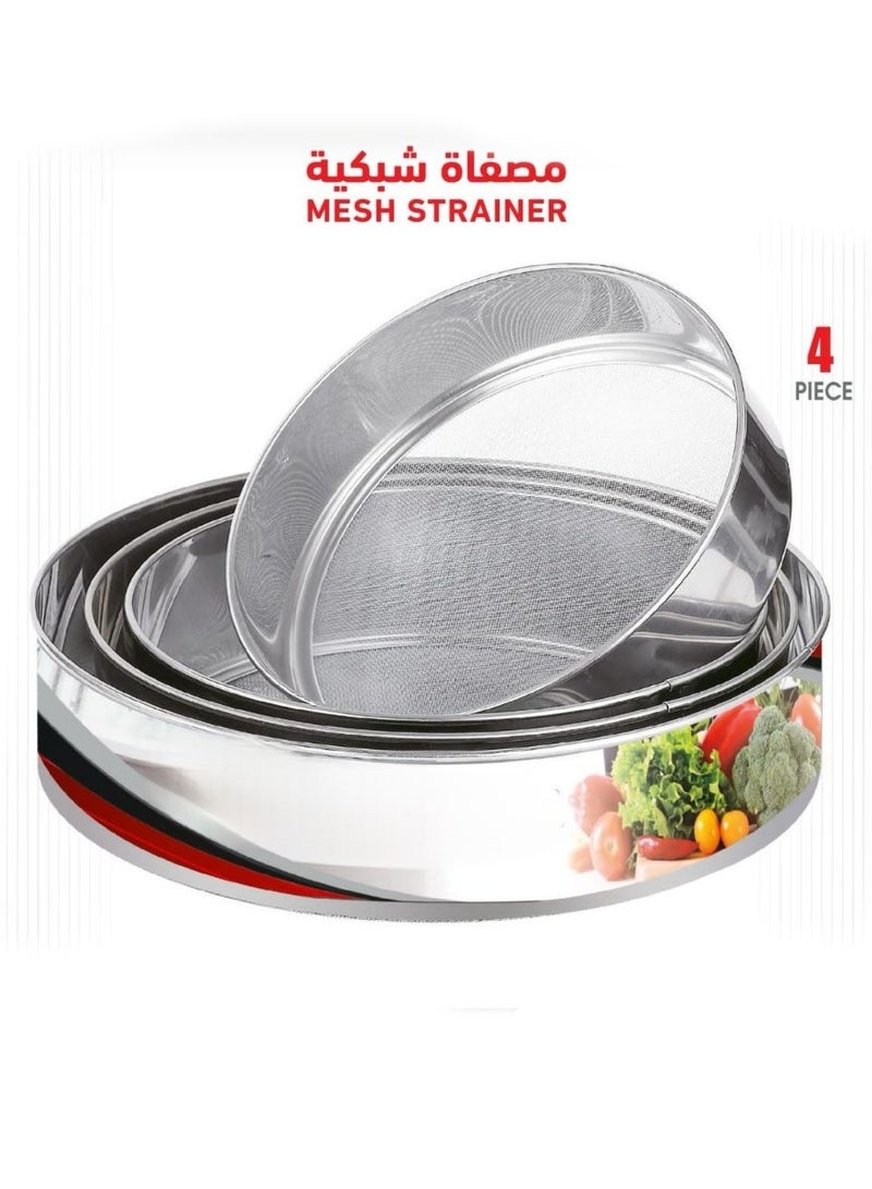 Premium Stainless Steel Flour Sifter Set 4 Piece Round Strainer Set for superior baking results, - Image 3