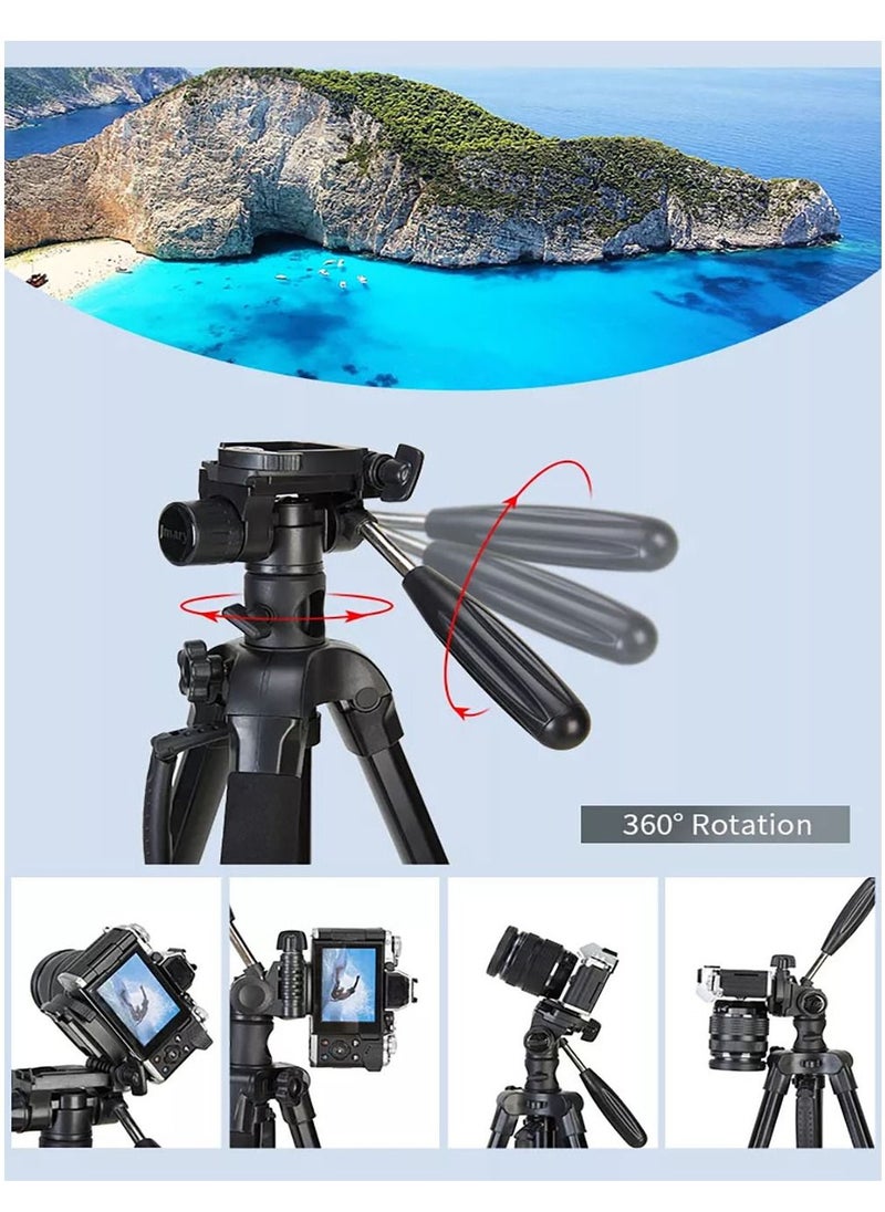 LEDIN - Lightweight Travel Aluminum Stand Professional Camera Tripod Stand Multifunctional Professional Tripod 360° Rotation Tripod Stand Horizontal Rotatable Center Column tripod (KP-2294) - Image 1