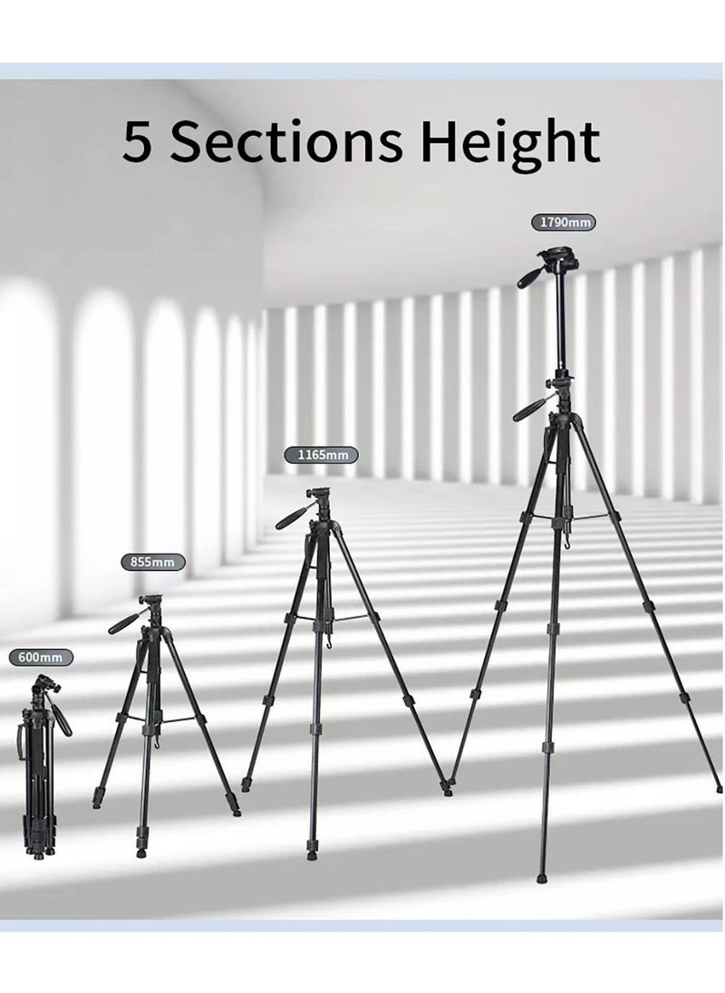LEDIN - Lightweight Travel Aluminum Stand Professional Camera Tripod Stand Multifunctional Professional Tripod 360° Rotation Tripod Stand Horizontal Rotatable Center Column tripod (KP-2294) - Image 1